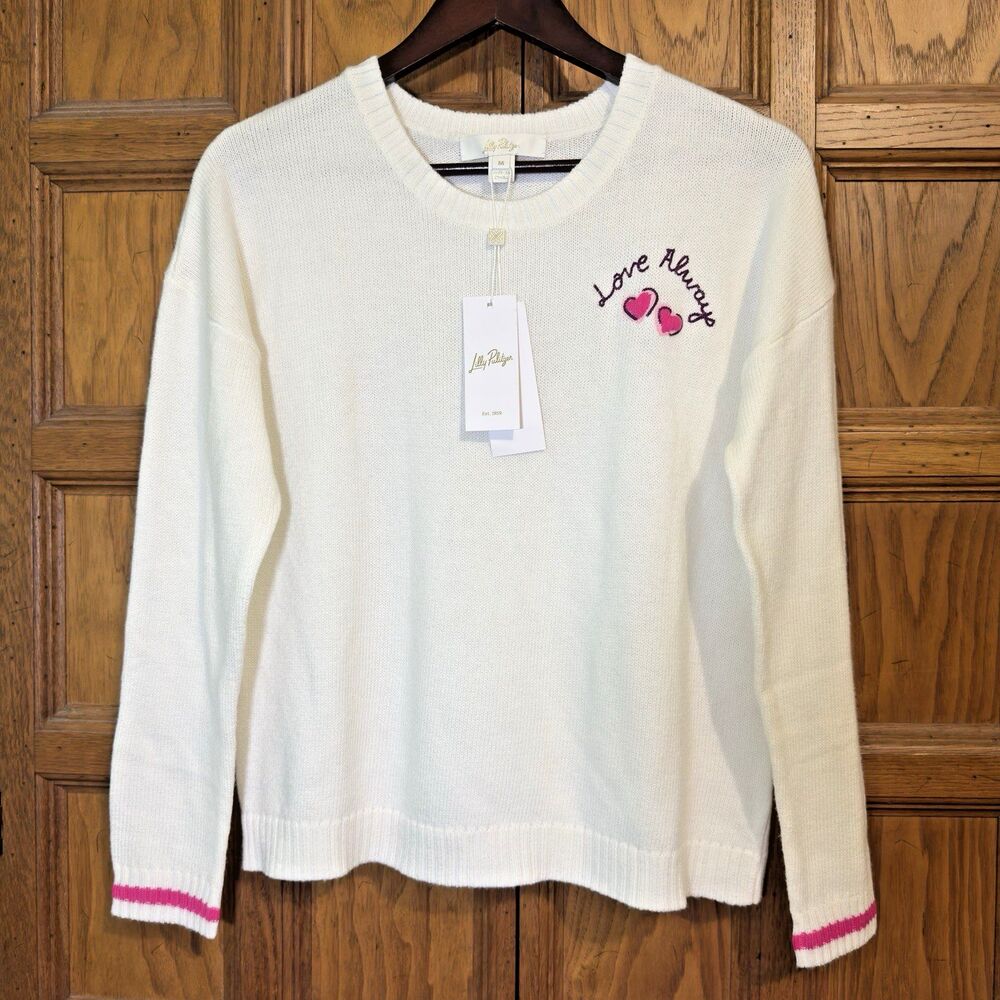 NEW Lilly Pulitzer Pippy Sweater Women's M Coconut "Love Always* Cozycore